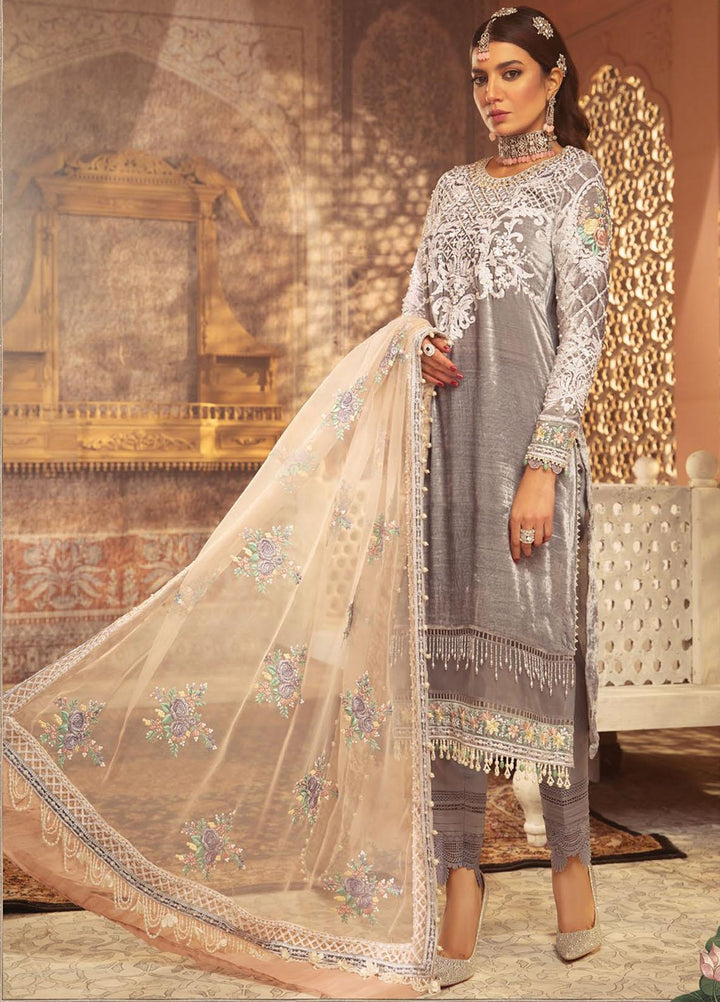 Maria B Embroidered Velvet Suits Unstitched 3 Piece MB21V D7 - Luxury Collection