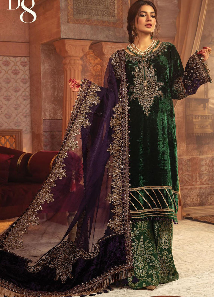 Maria B Embroidered Velvet Suits Unstitched 3 Piece MB21V D8 - Luxury Collection