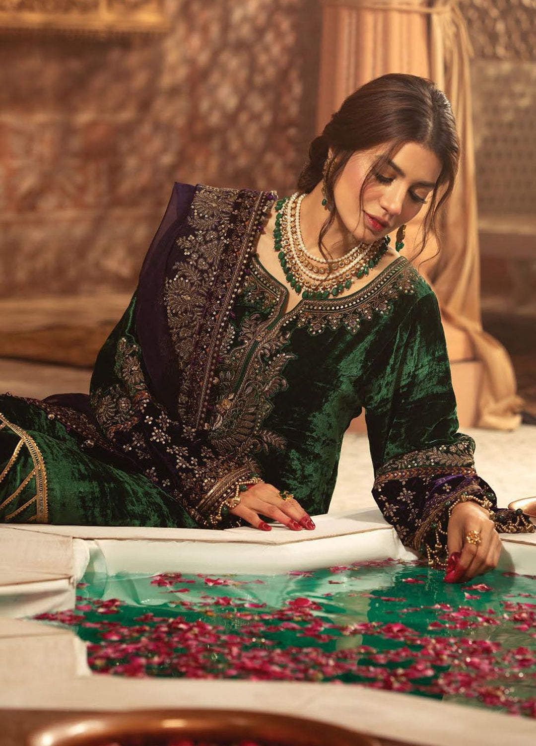 Maria B Embroidered Velvet Suits Unstitched 3 Piece MB21V D8 - Luxury Collection