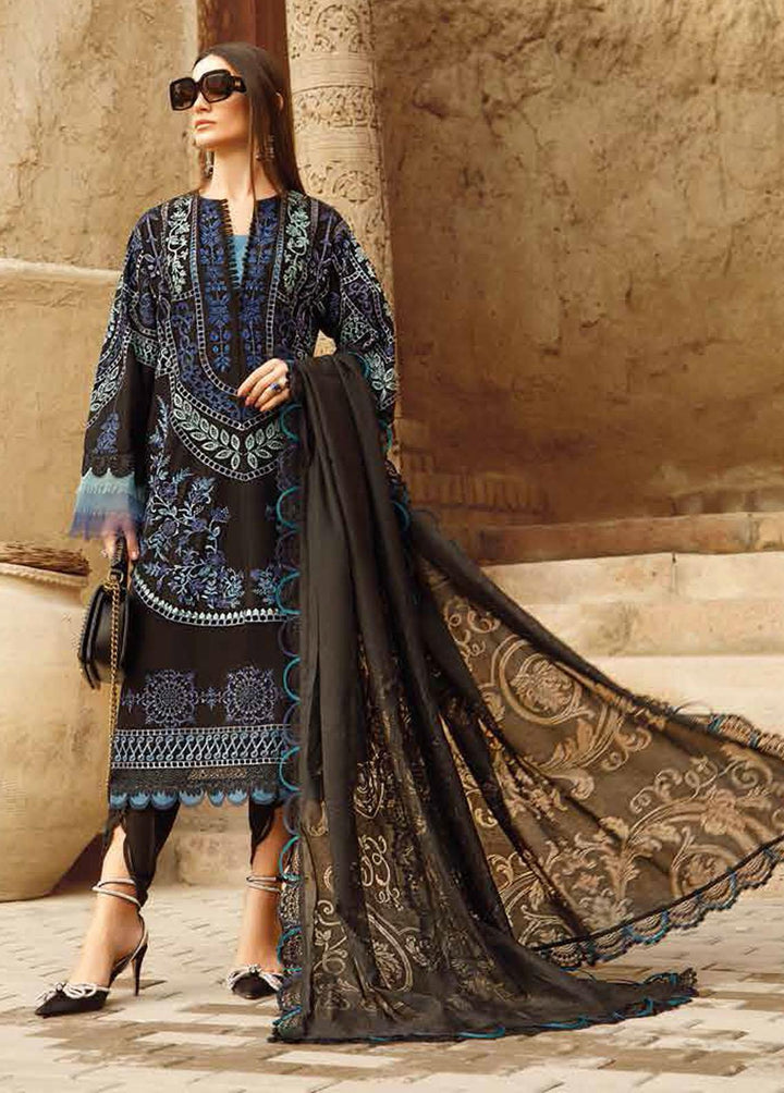 Voyage A Luxe By Maria B Embroidered Lawn Suits Unstitched 3 Piece MB23V 12B - Eid Collection