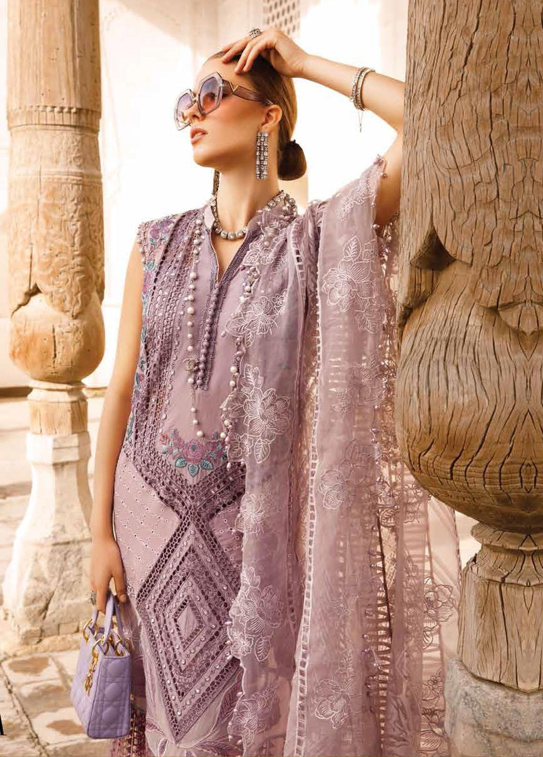 Voyage A Luxe By Maria B Embroidered Lawn Suits Unstitched 3 Piece MB23V 1A - Eid Collection
