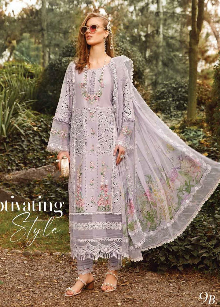 Voyage A Luxe By Maria B Embroidered Lawn Suits Unstitched 3 Piece MB23V 9B - Eid Collection