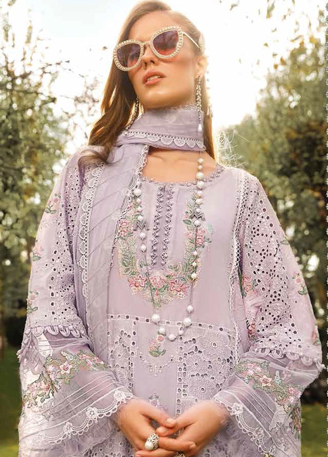 Voyage A Luxe By Maria B Embroidered Lawn Suits Unstitched 3 Piece MB23V 9B - Eid Collection