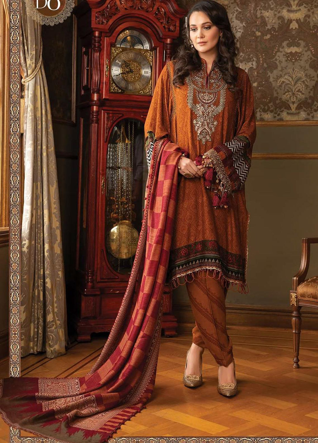 Maria B Embroidered Linen Suits Unstitched 3 Piece MB21W DL-908 - Winter Collection