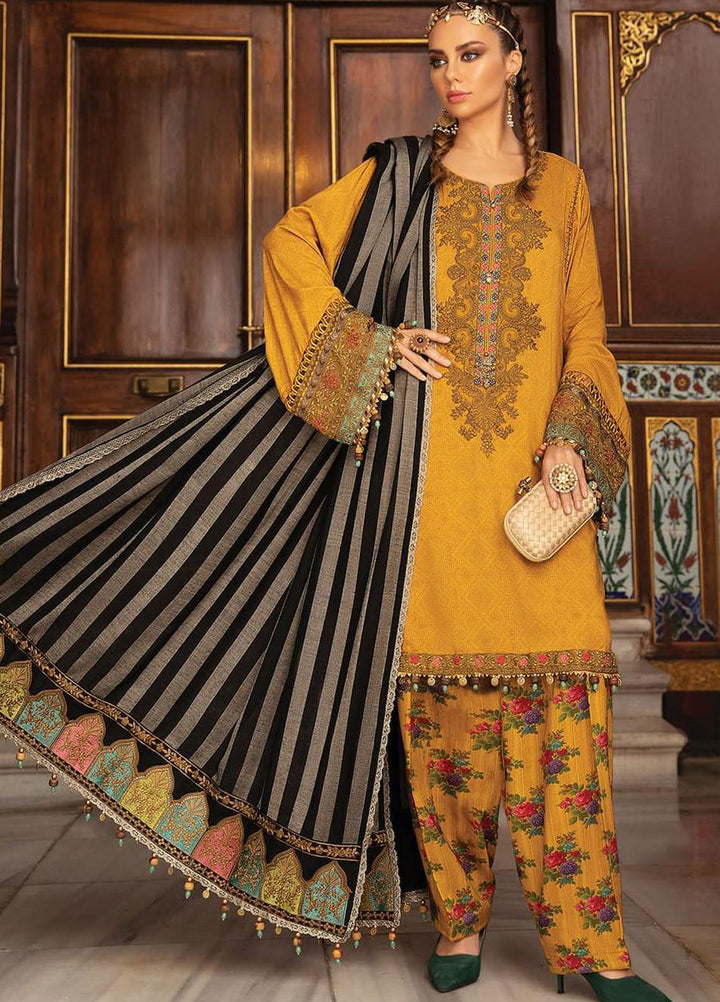 Maria B Embroidered Linen Suits Unstitched 3 Piece MB21W DL-909 - Winter Collection
