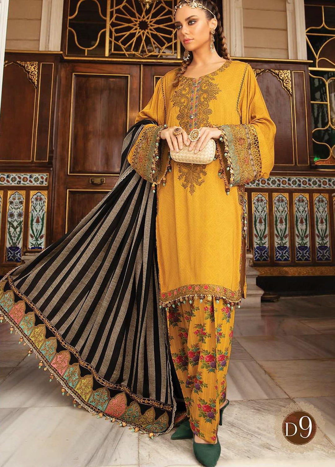 Maria B Embroidered Linen Suits Unstitched 3 Piece MB21W DL-909 - Winter Collection