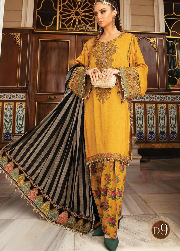 Maria B Embroidered Linen Suits Unstitched 3 Piece MB21W DL-909 - Winter Collection