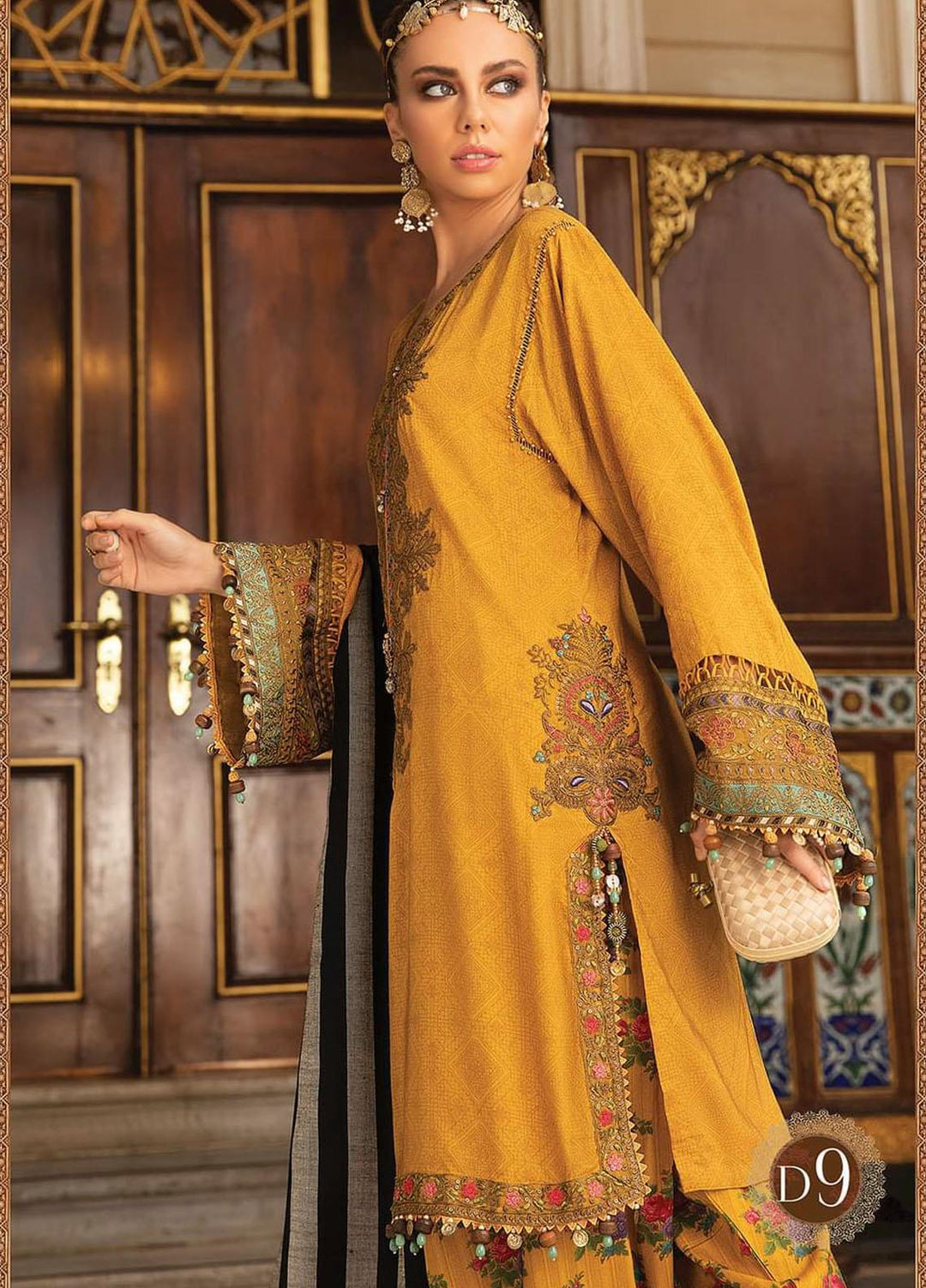 Maria B Embroidered Linen Suits Unstitched 3 Piece MB21W DL-909 - Winter Collection