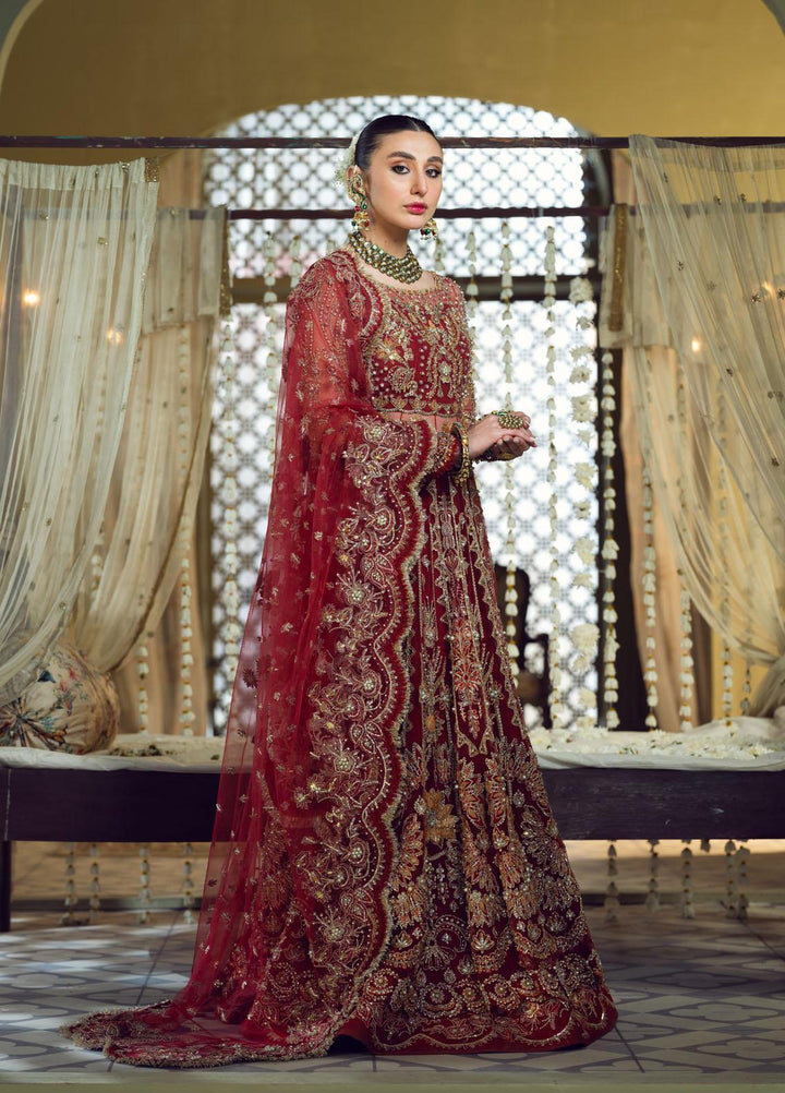 Maria Minahil Luxury Pret  Net 3 Piece Dress MRM23JM MNF-02 Sohana Red