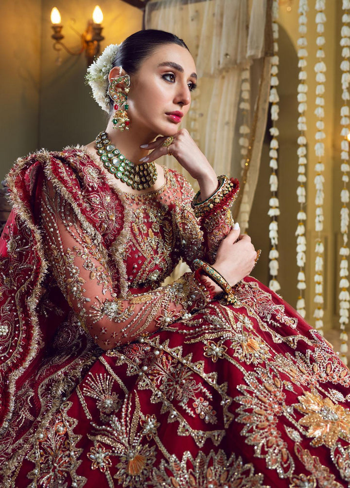 Maria Minahil Luxury Pret  Net 3 Piece Dress MRM23JM MNF-02 Sohana Red