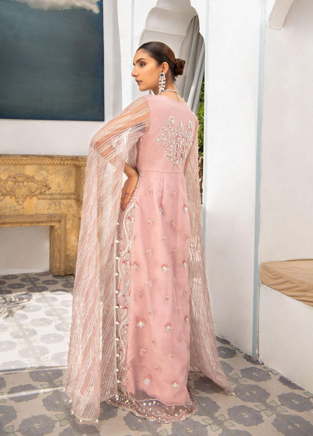 Maria Osama Khan Embroidered Net Suits Unstitched 3 Piece MOK22FU SYLVIE-S-2 - Luxury Festive Collection