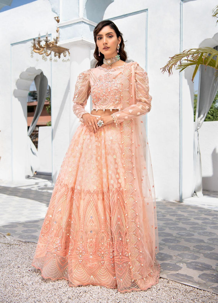 Maria Osama Khan Embroidered Net Suits Unstitched 3 Piece MOK22FU CORALINE-S-1 - Luxury Festive Collection