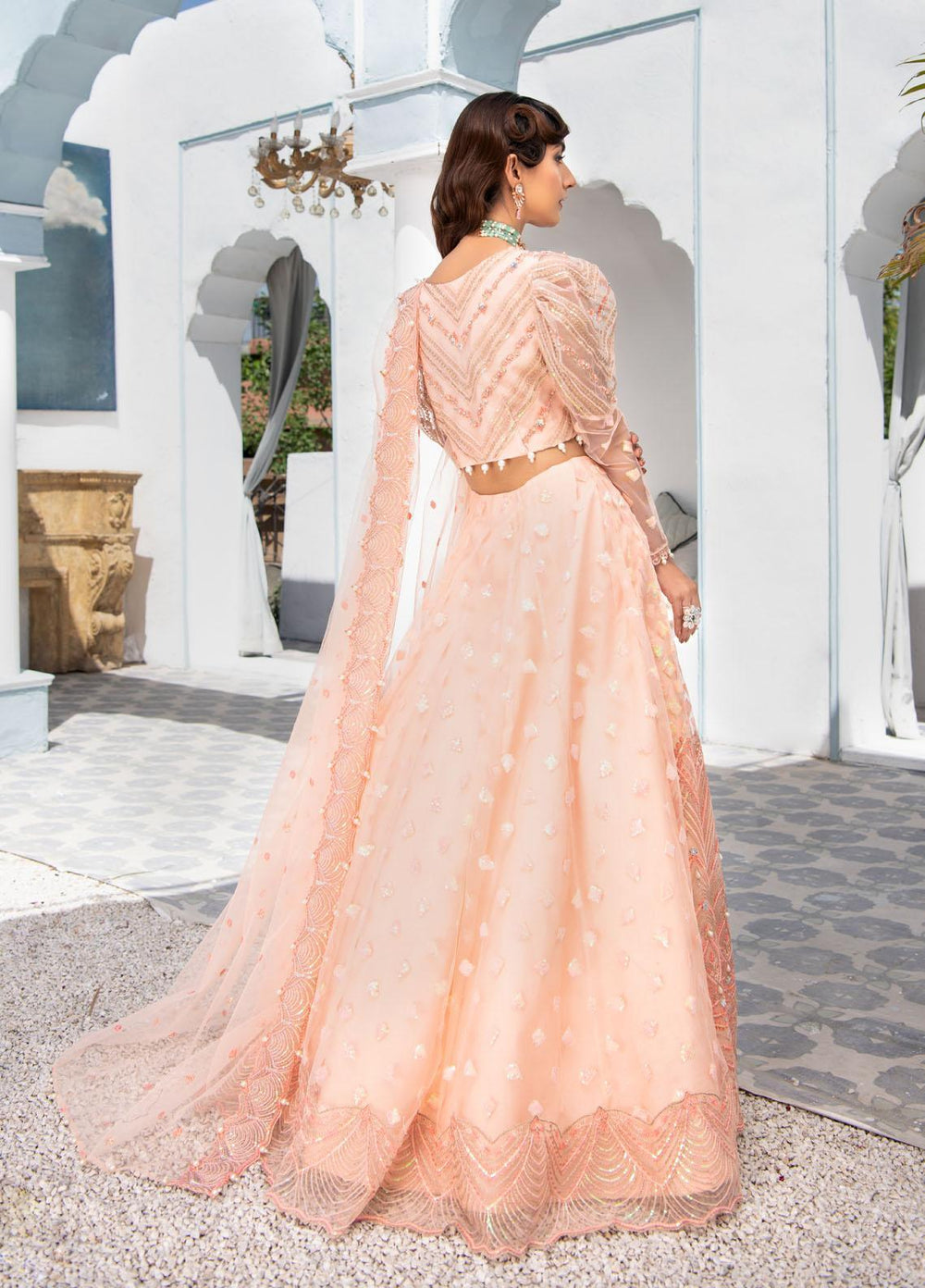 Maria Osama Khan Embroidered Net Suits Unstitched 3 Piece MOK22FU CORALINE-S-1 - Luxury Festive Collection