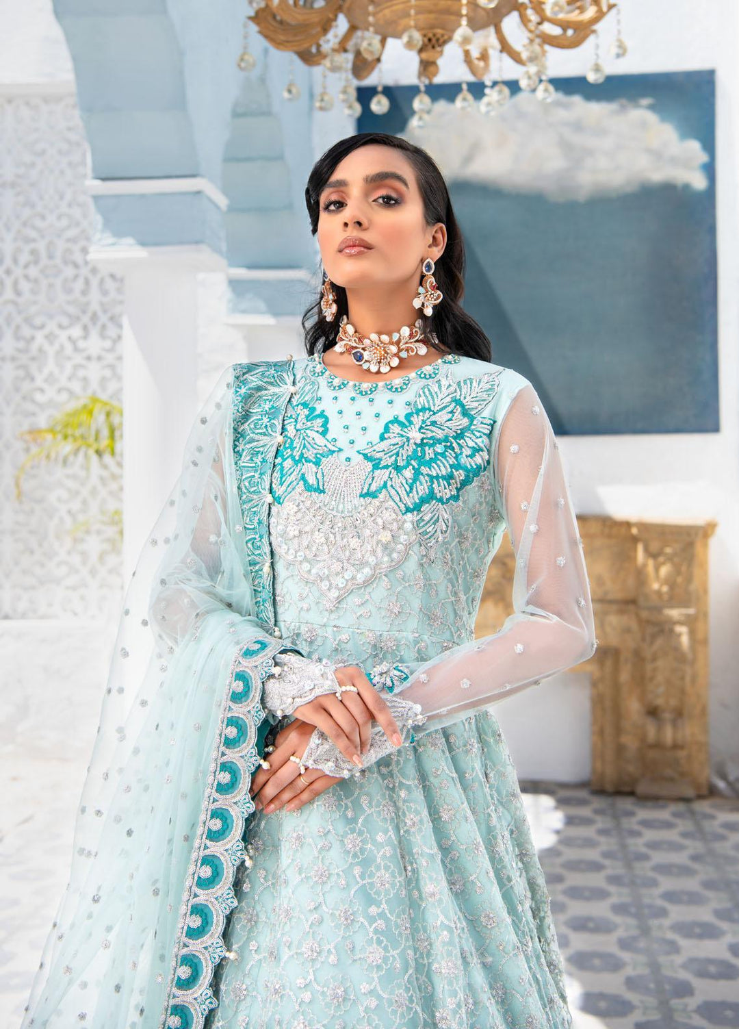 Maria Osama Khan Embroidered Net Suits Unstitched 3 Piece MOK22FU ELISE-S-1 - Luxury Festive Collection