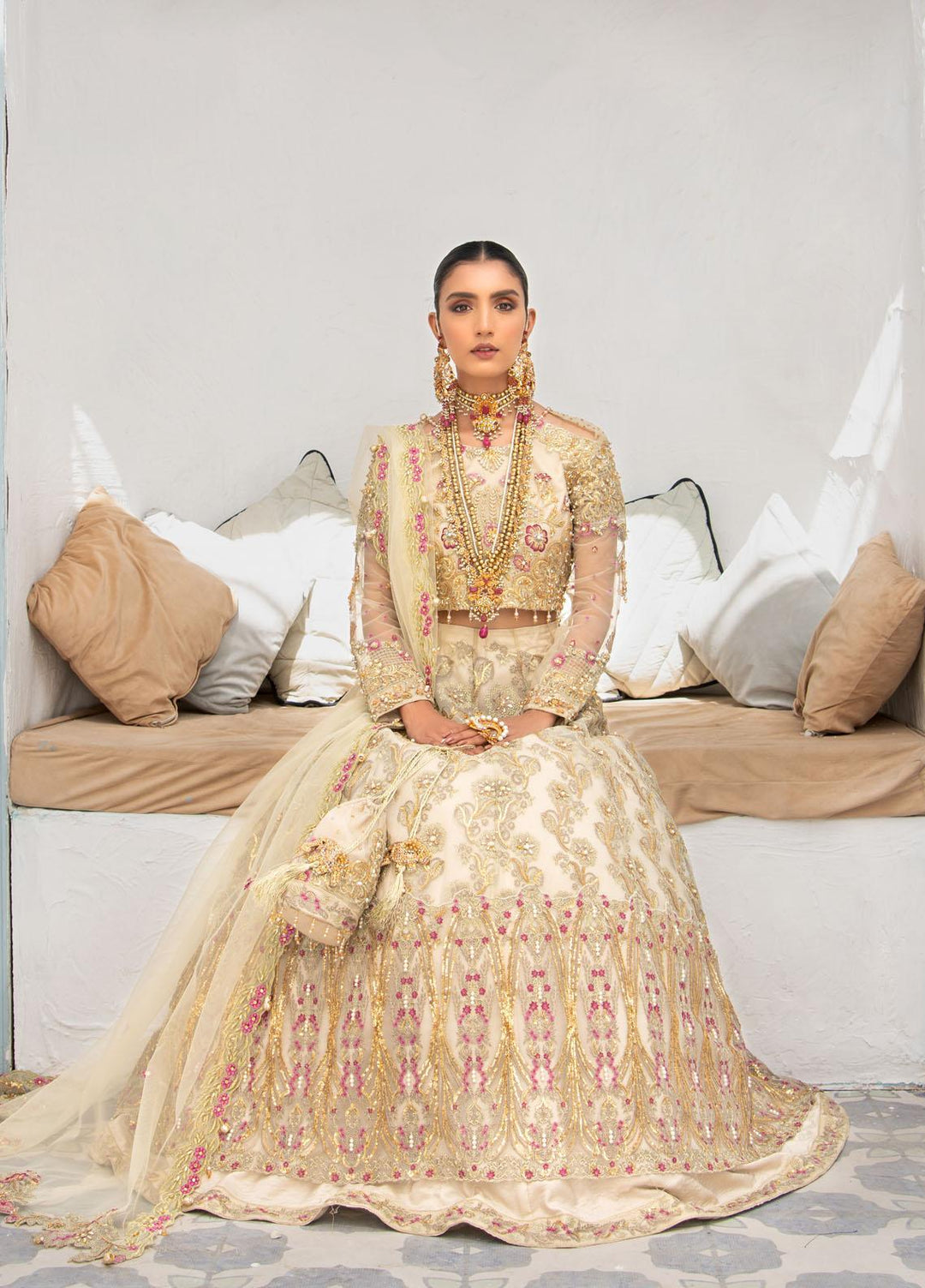 Maria Osama Khan Embroidered Net Suits Unstitched 3 Piece MOK22FU MELANIE-S-1 - Luxury Festive Collection