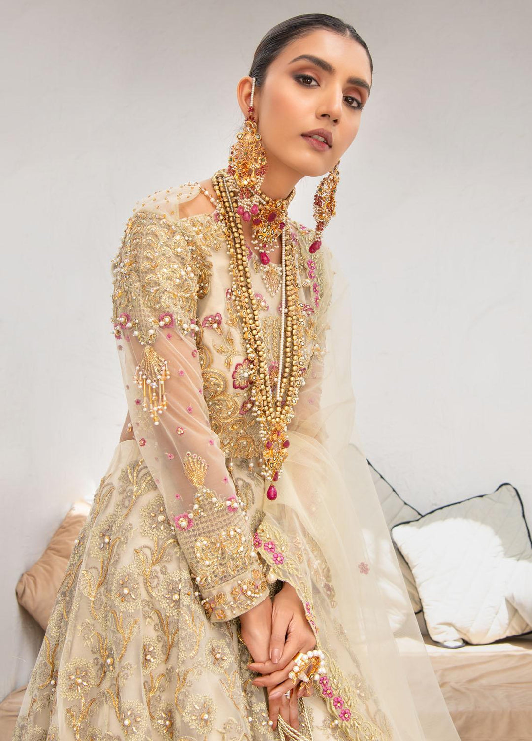 Maria Osama Khan Embroidered Net Suits Unstitched 3 Piece MOK22FU MELANIE-S-1 - Luxury Festive Collection