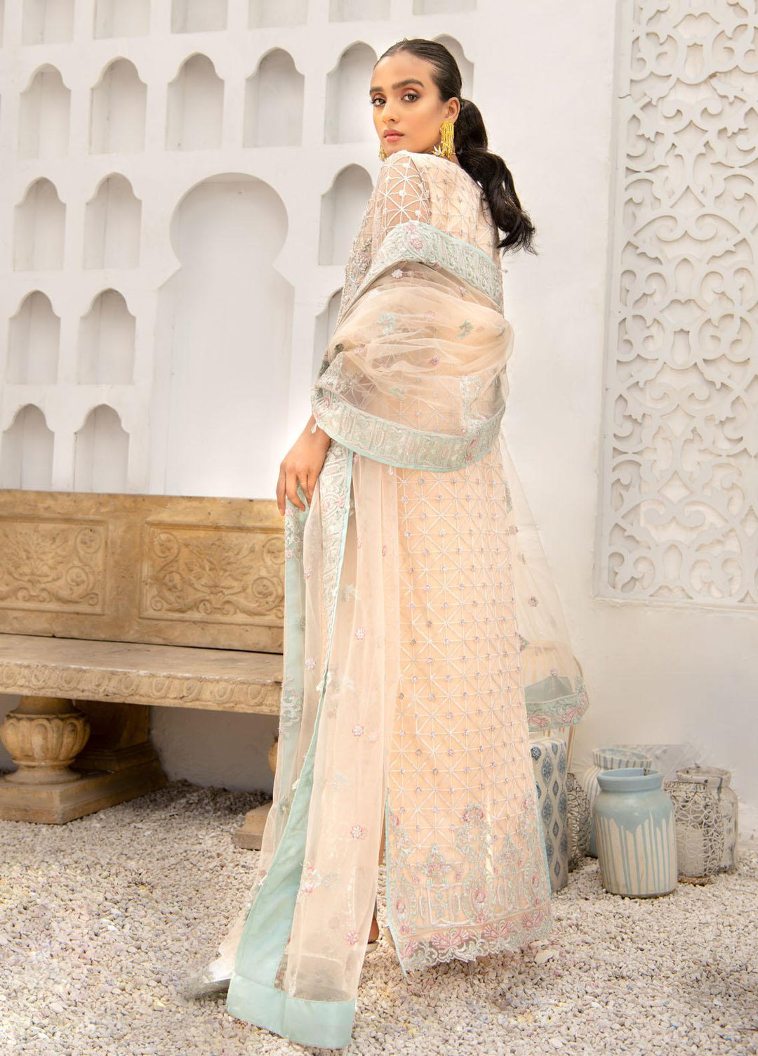 Maria Osama Khan Embroidered Net Suits Unstitched 3 Piece MOK22FU MONIQUE - Luxury Festive Collection