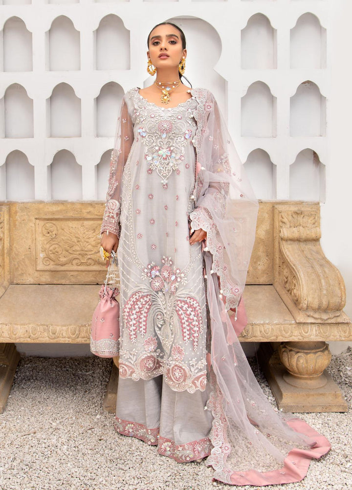 Maria Osama Khan Embroidered Net Suits Unstitched 3 Piece MOK22FU RENEE - Luxury Festive Collection