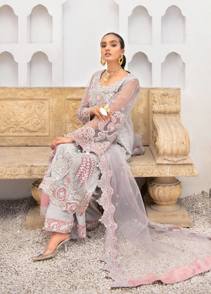 Maria Osama Khan Embroidered Net Suits Unstitched 3 Piece MOK22FU RENEE - Luxury Festive Collection