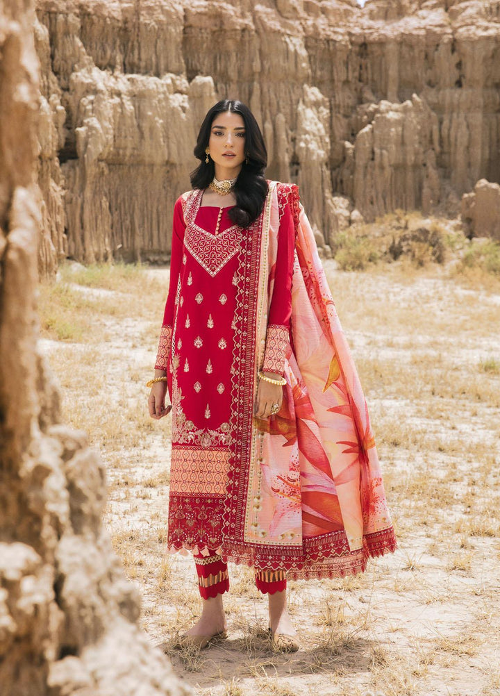 Maria Osama Khan Embroidered Lawn Suits Unstitched 3 Piece MOK22PW GULAAL-01 - Summer Luxury Collection