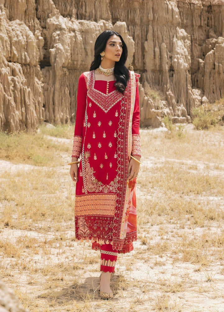 Maria Osama Khan Embroidered Lawn Suits Unstitched 3 Piece MOK22PW GULAAL-01 - Summer Luxury Collection