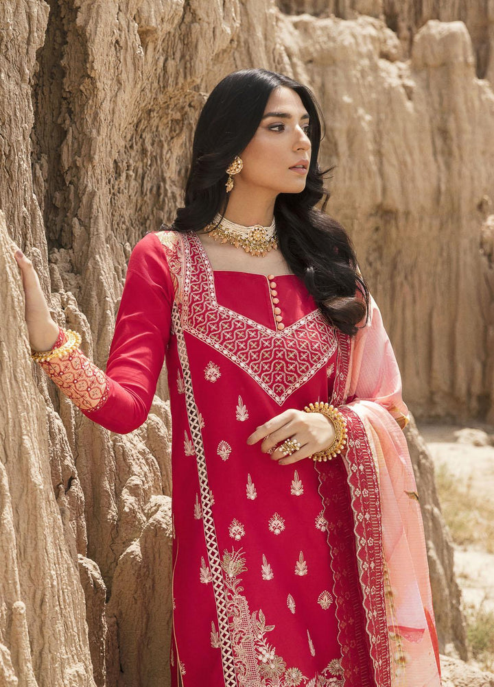 Maria Osama Khan Embroidered Lawn Suits Unstitched 3 Piece MOK22PW GULAAL-01 - Summer Luxury Collection