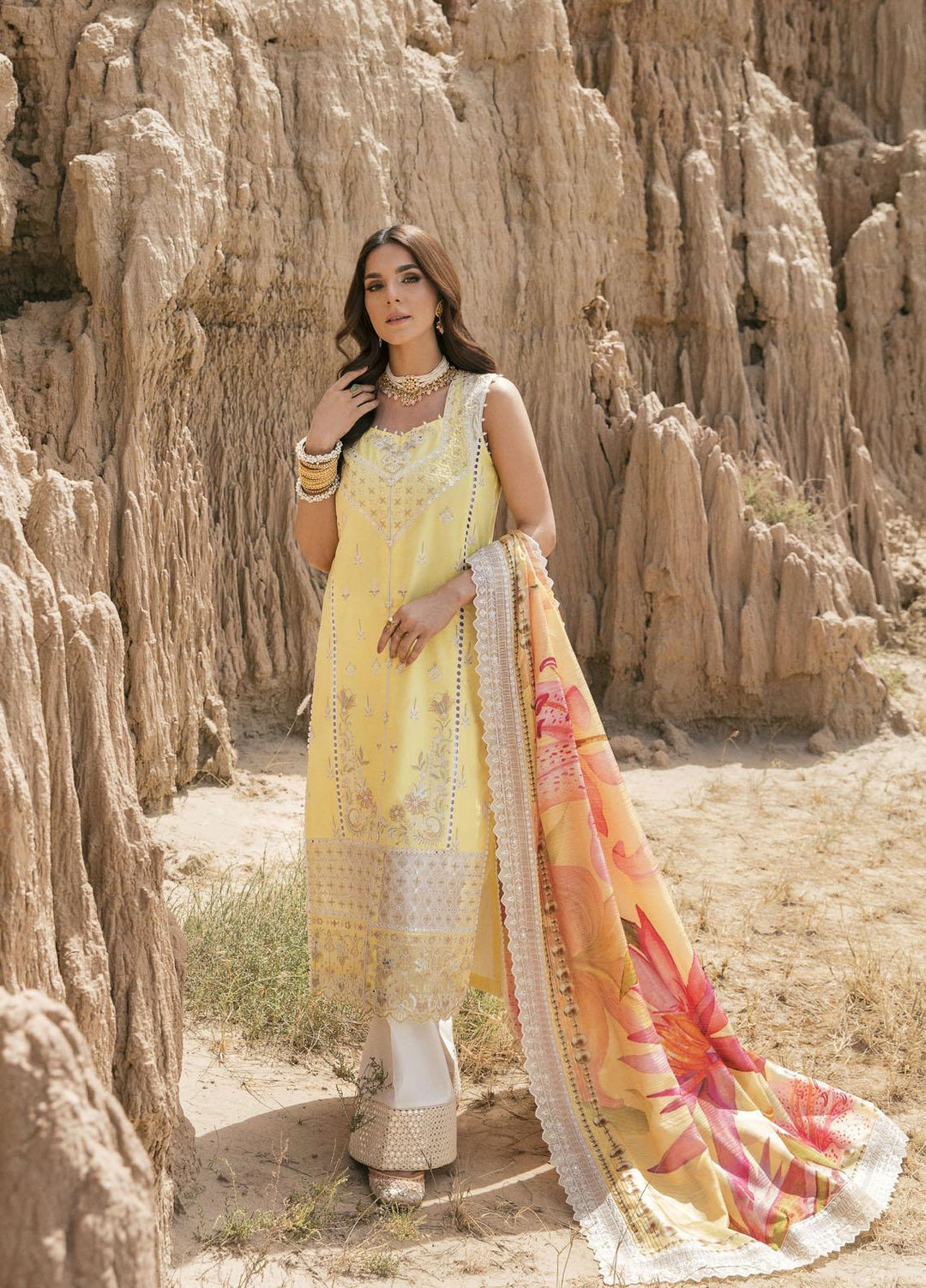 Maria Osama Khan Embroidered Lawn Suits Unstitched 3 Piece MOK22PW HAYA-02 - Summer Luxury Collection