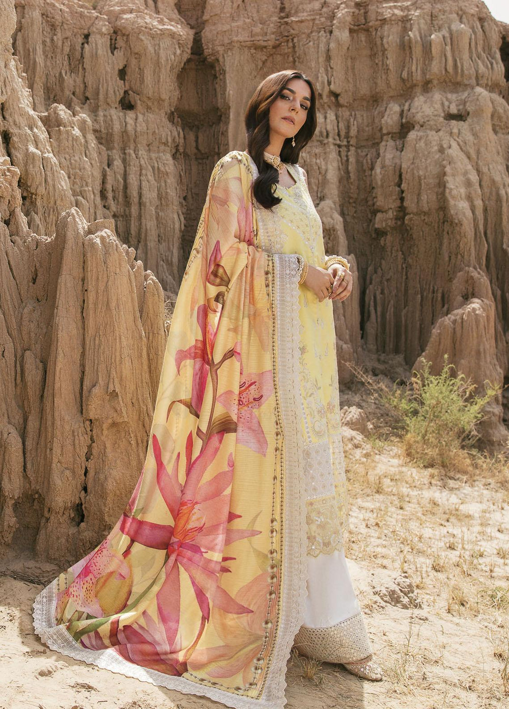 Maria Osama Khan Embroidered Lawn Suits Unstitched 3 Piece MOK22PW HAYA-02 - Summer Luxury Collection