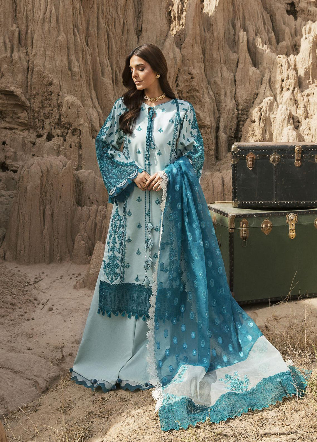 Maria Osama Khan Embroidered Lawn Suits Unstitched 3 Piece MOK22PW NASHEMAN-05 - Summer Luxury Collection