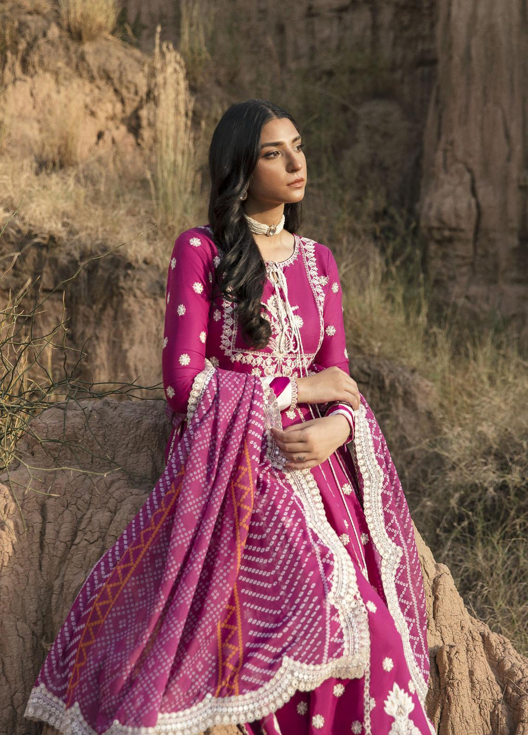 Maria Osama Khan Embroidered Lawn Suits Unstitched 3 Piece MOK22PW MAHROSH-07 - Summer Luxury Collection