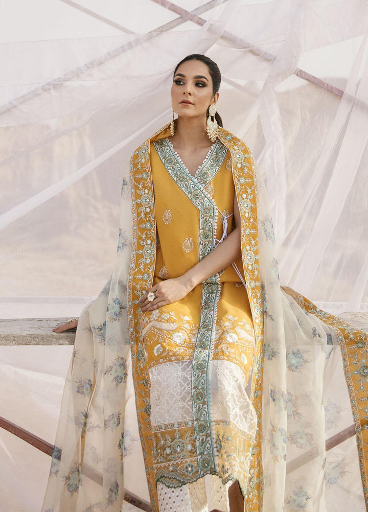 Maria Osama Khan Embroidered Lawn Suits Unstitched 3 Piece MOK22PW QAMAR-09 - Summer Luxury Collection