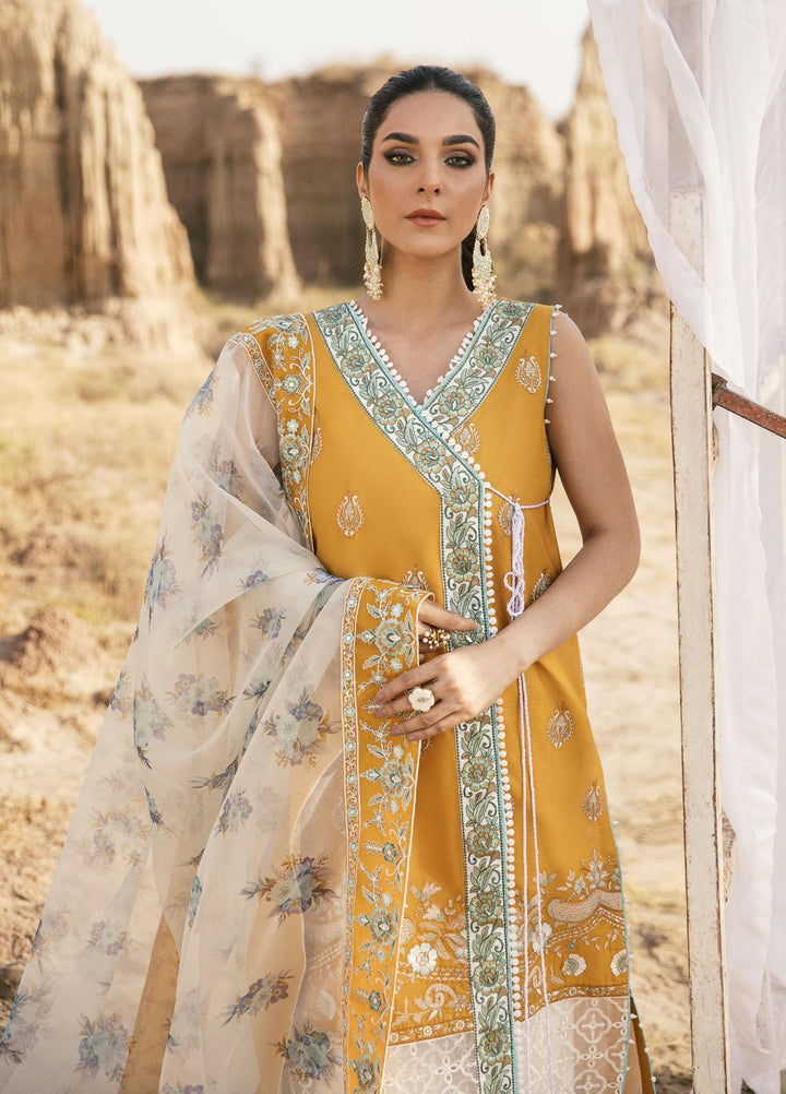 Maria Osama Khan Embroidered Lawn Suits Unstitched 3 Piece MOK22PW QAMAR-09 - Summer Luxury Collection