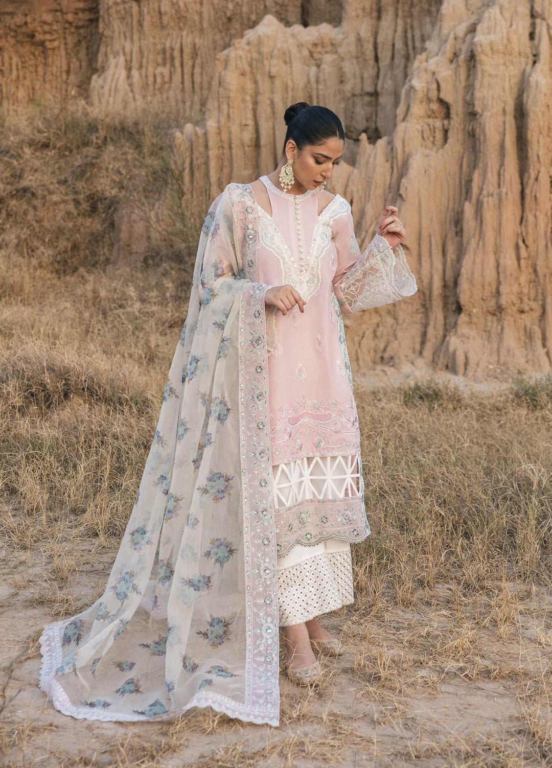 Maria Osama Khan Embroidered Lawn Suits Unstitched 3 Piece MOK22PW NOORI-10 - Summer Luxury Collection