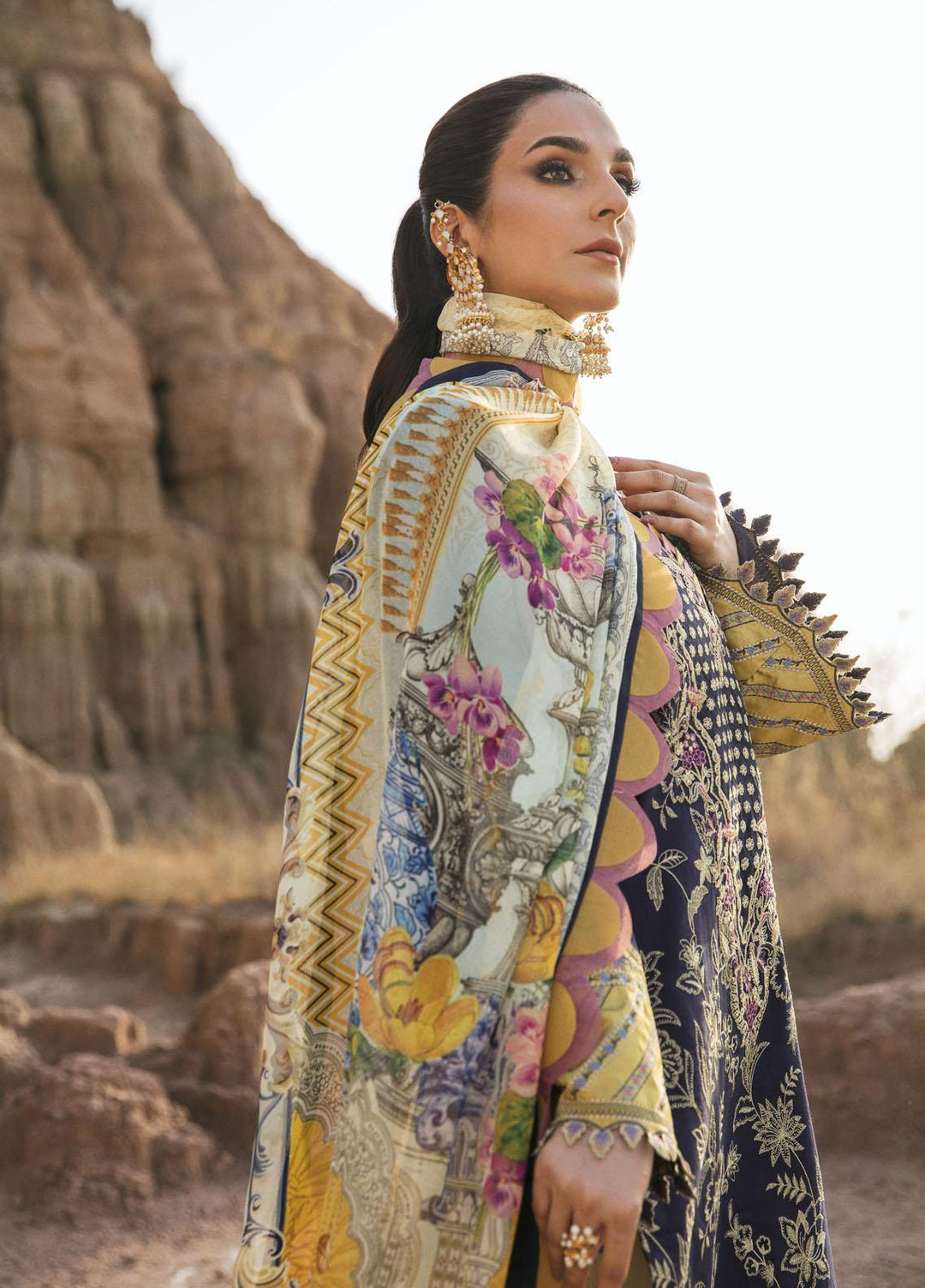 Maria Osama Khan Embroidered Lawn Suits Unstitched 3 Piece MOK22PW NAGHMA-11 - Summer Luxury Collection