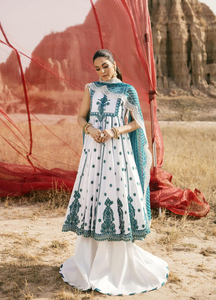 Maria Osama Khan Embroidered Lawn Suits Unstitched 3 Piece MOK22PW FAROZAAN-12 - Summer Luxury Collection