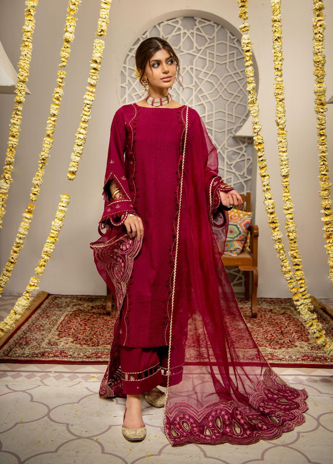 Maria Osama Khan Luxury Pret  Cotton 3 Piece Suit MOK22PN MAHJABEEN