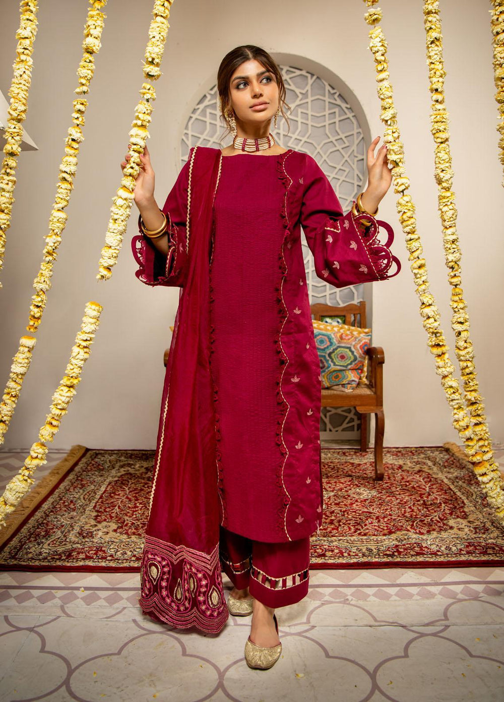 Maria Osama Khan Luxury Pret  Cotton 3 Piece Suit MOK22PN MAHJABEEN