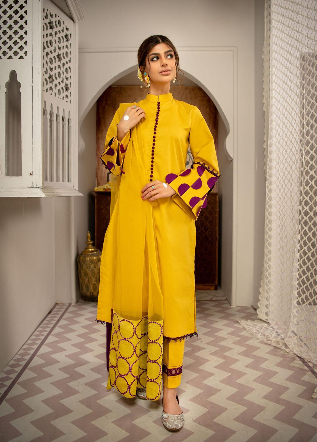 Maria Osama Khan Luxury Pret  Cotton 3 Piece Suit MOK22PN MASHAL