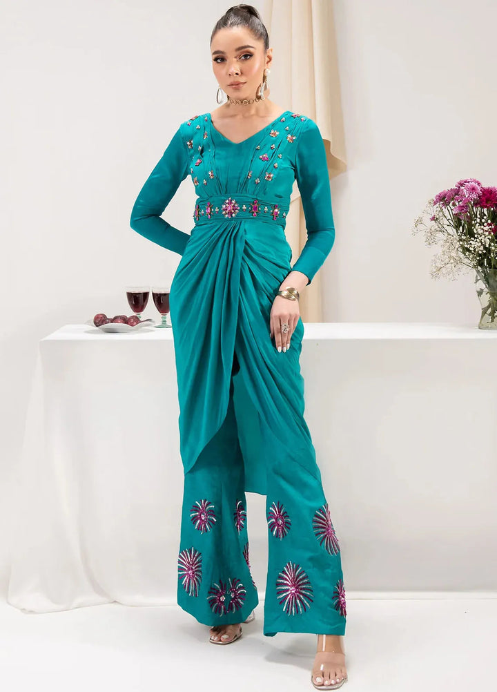 Maria Osama Khan Pret Embroidered Grip 2 Piece Suit Aquamarine