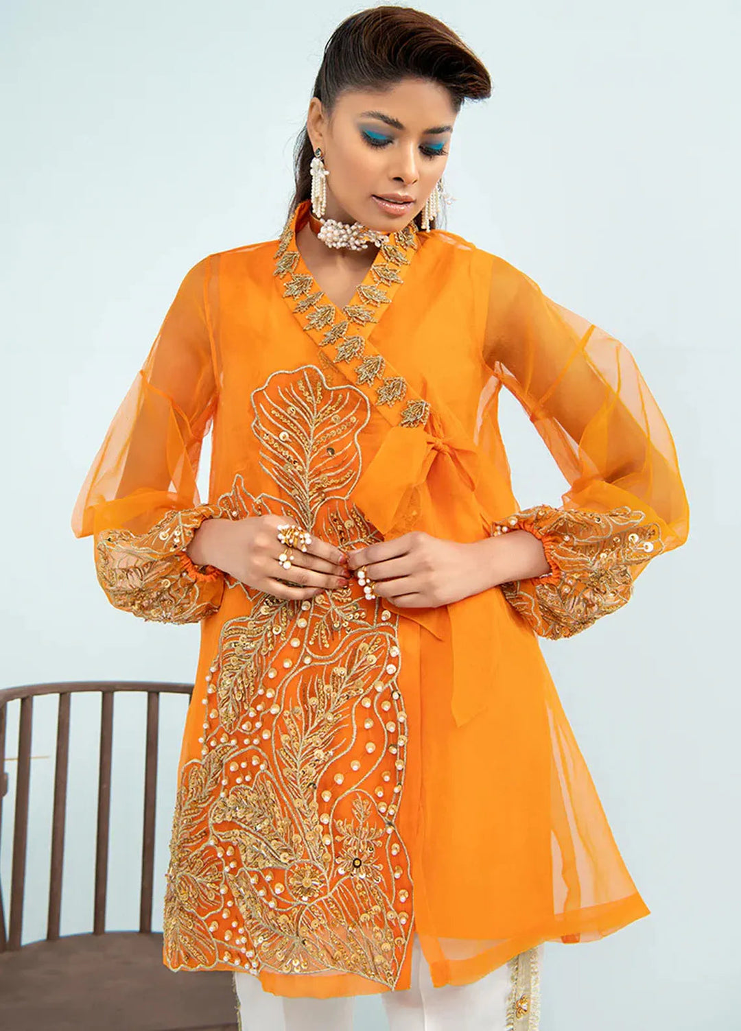 Maria Osama Khan Pret Embroidered Organza 2 Piece Suit Begonia