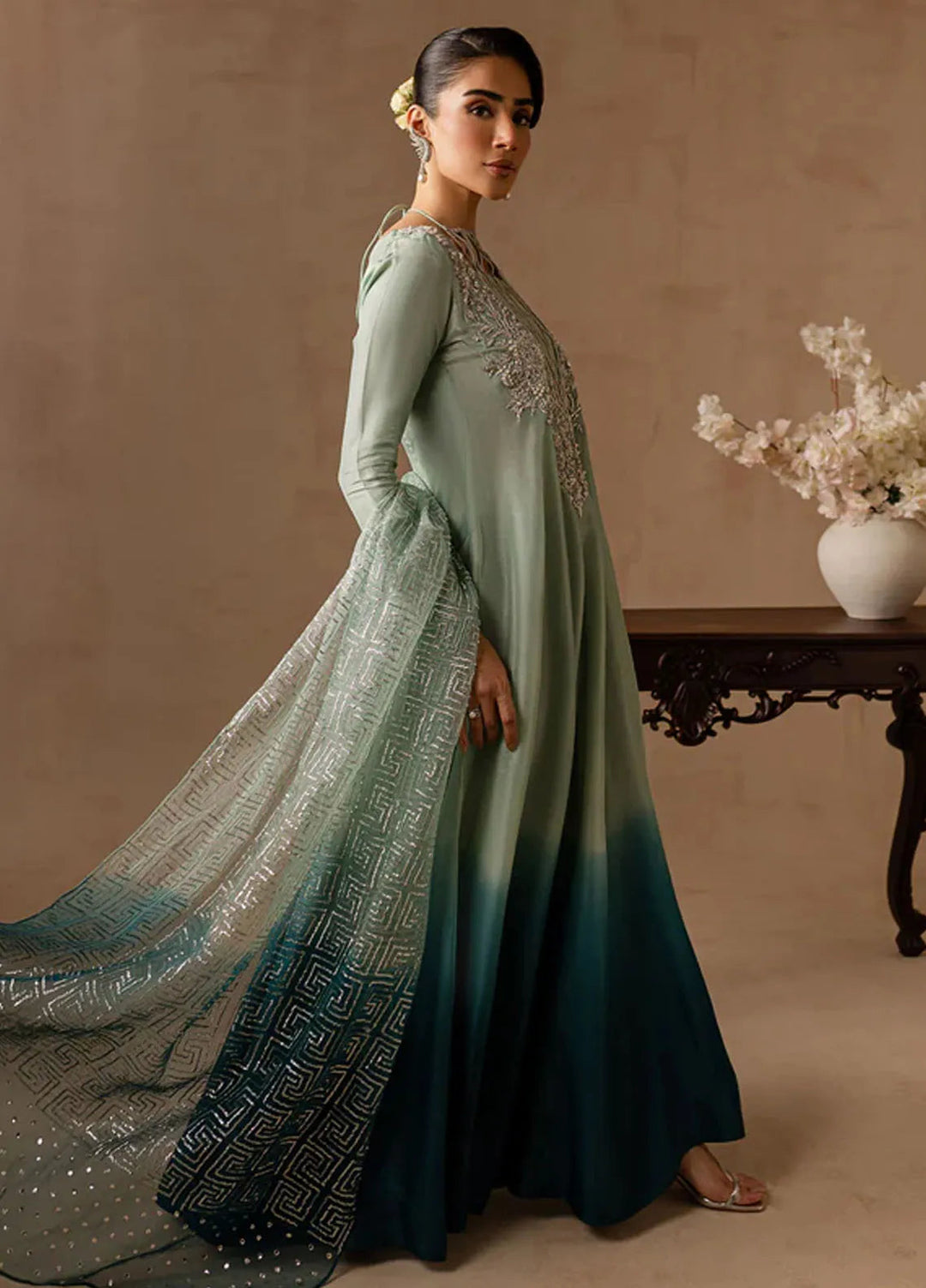 Maria Osama Khan Pret Embroidered Raw Silk 2 Piece Suit Aazure