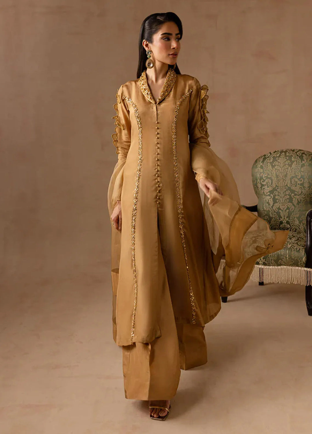 Maria Osama Khan Pret Embroidered Raw Silk 3 Piece Suit Bliss
