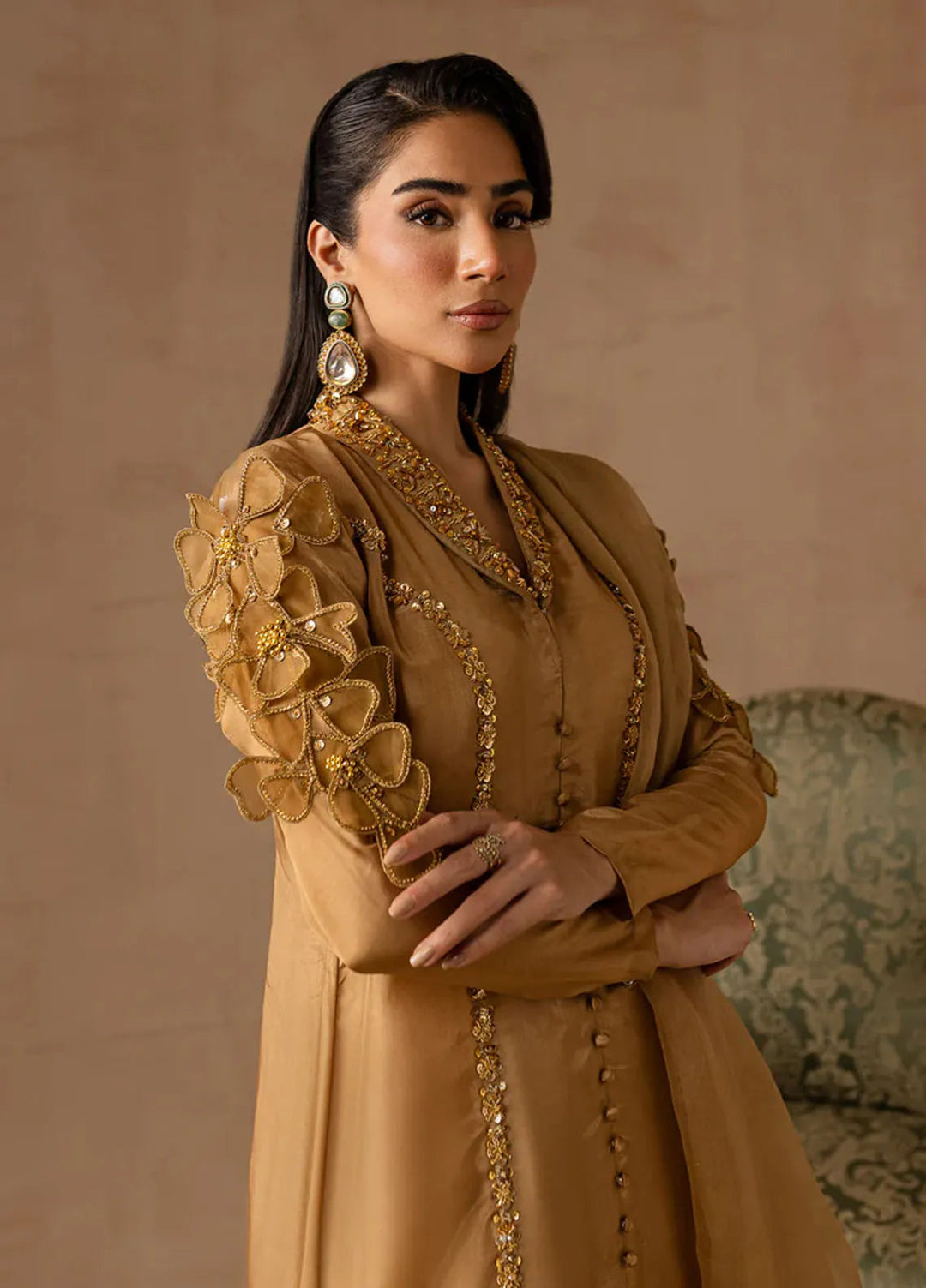 Maria Osama Khan Pret Embroidered Raw Silk 3 Piece Suit Bliss