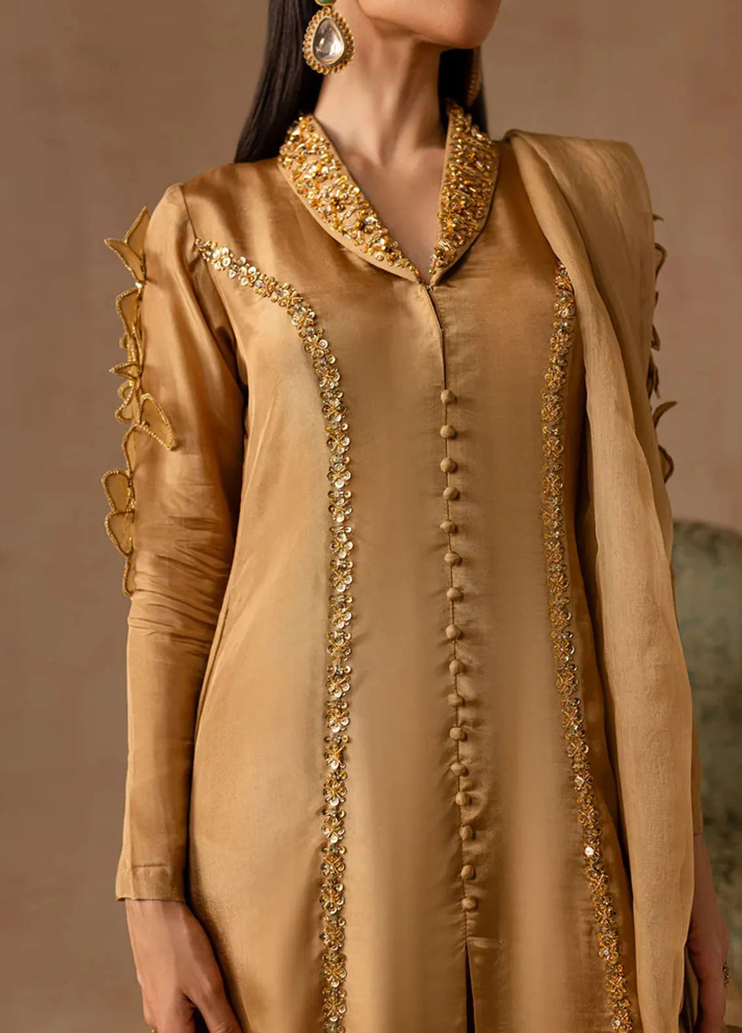 Maria Osama Khan Pret Embroidered Raw Silk 3 Piece Suit Bliss