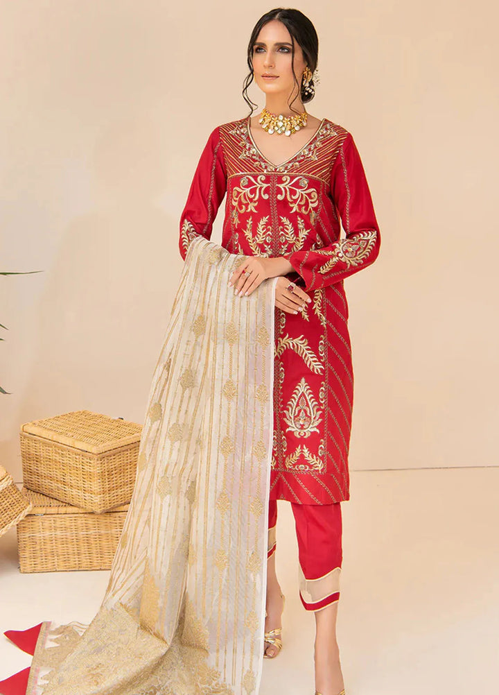 Maria Osama Khan Pret Embroidered Satin 3 Piece Suit Aftab