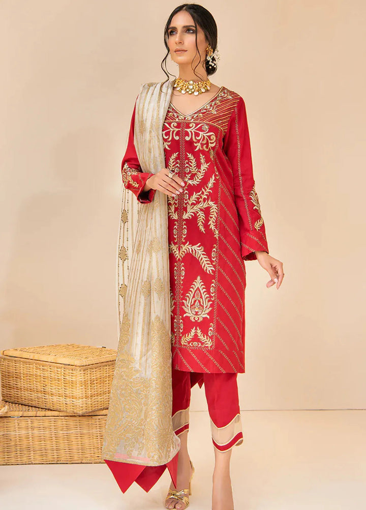 Maria Osama Khan Pret Embroidered Satin 3 Piece Suit Aftab