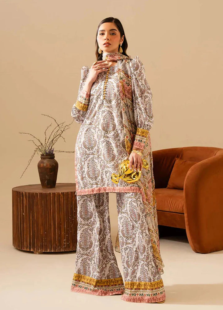 Maria Osama Khan Pret Printed Grip Silk 3 Piece Suit M-011 Milan