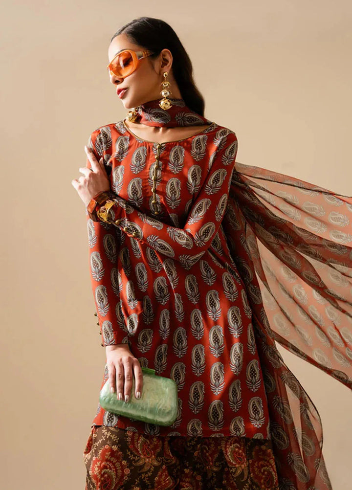 Maria Osama Khan Pret Printed Grip Silk 3 Piece Suit M-012 Lara