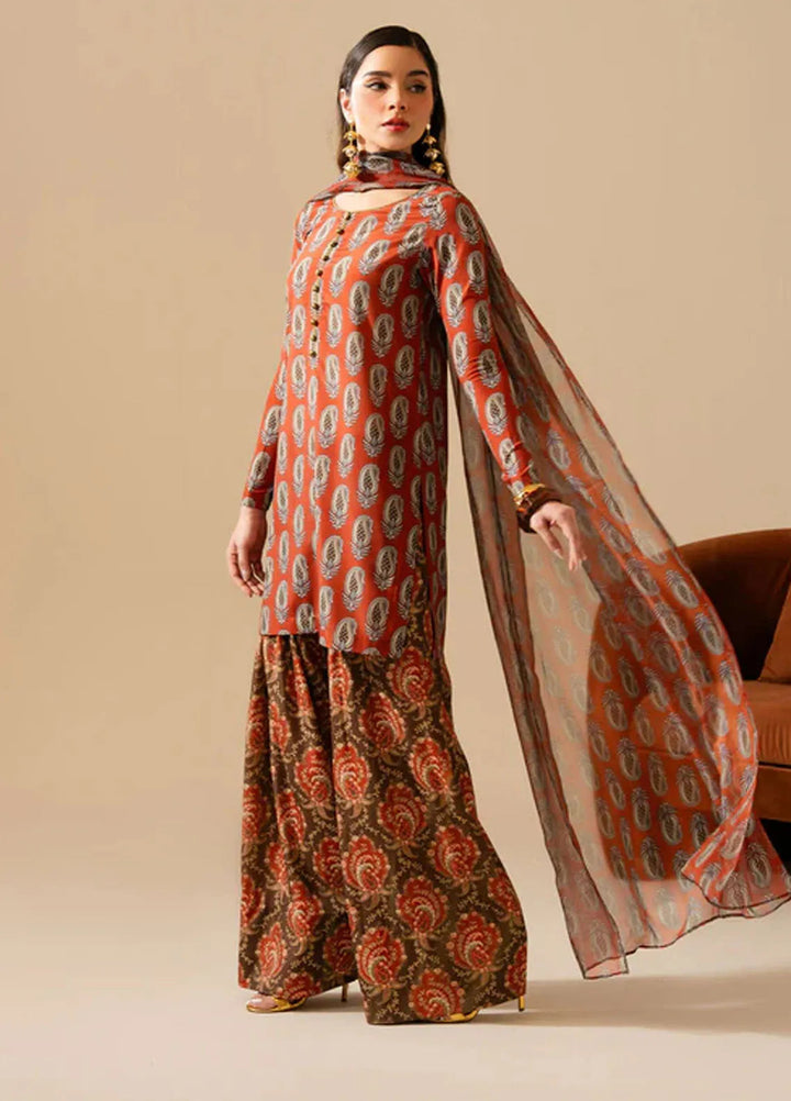 Maria Osama Khan Pret Printed Grip Silk 3 Piece Suit M-012 Lara