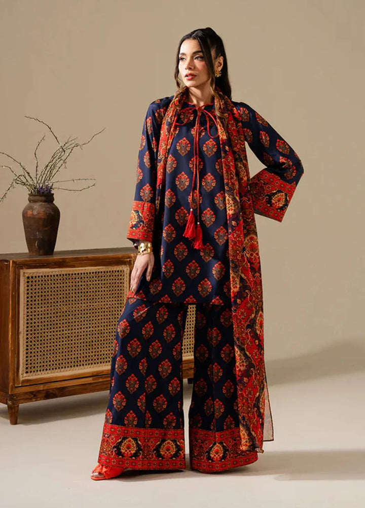 Maria Osama Khan Pret Printed Grip Silk 3 Piece Suit M-013 Milania